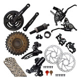 Kit Grupo Transmissão Freio Á Disco Bike 21v Câmbio Shimano