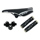 Kit Gts P/ Bicicletas Selim Banco Manopla Mtb Preto/ Branco