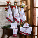 Kit Guardanapos Bordados Semaninha Natal Papai Noel 7 Peças