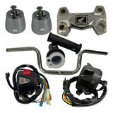 Kit Guidão Cargo Manopla Punho Lampejador Cb500 Mesa E Peso