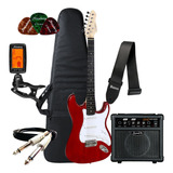 Kit Guitarra Elétrica Stratocaster + Amplificador Acessórios