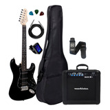 Kit Guitarra Giannini Strato G-101 Preto Cubo + Acessórios Cor Black Material Do Diapasão Madeira Técnica Orientação Da Mão Destro