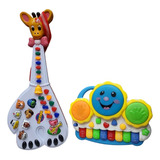 Kit Guitarra Girafa + Piano Bateria Drum Musical Luz Teclado
