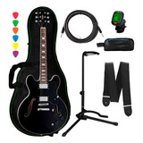 Kit Guitarra Strinberg Shs300 Bk Semi Acústica + Semi-case