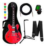 Kit Guitarra Strinberg Shs300 Red Semi Acústica + Semi-case