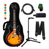Kit Guitarra Strinberg Shs300 Sb Semi Acústica + Semi-case
