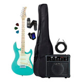 Kit Guitarra Strinberg Sts100 Surfgreen Capa Cubo +acessório