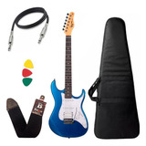 Kit Guitarra Tagima Tg520 Woodstock Capa Cabo Correia Cor Azul Metálico