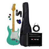 Kit Guitarra Tagima Tg530 Surf Green Amplificador Acessórios