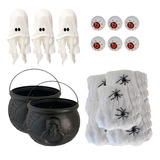 Kit Halloween Teia De Aranha Olhos