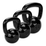 Kit Halter Kettlebell 6 10 14 Kg Emborrachado - Peso T 30kg