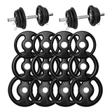 Kit Halteres De Anilhas E Barras Fitness - 24 Kg
