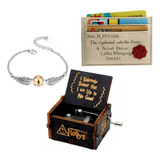 Kit Harry Potter Caixinha De Musica Pulseira Porta Cartao