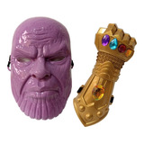 Kit Herói Máscara Plástica Thanos Luva Manopla Pedras Poder