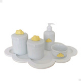 Kit Higiene Bandeja Nuvem Porcelana Rosa Azul Cinza Verde