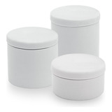 Kit Higiene Banheiro 3 Potes Porcelana