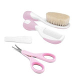 Kit Higiene Bebê Escova Pente Tesourinha Rosa Chicco