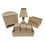 Kit Higiene Bebê Liso 7 Pçs Mdf C/ Fiação E Farmácia Cru
