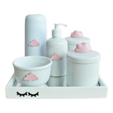 Kit Higiene Bebê Nuvem Rosa Azul Amarelo Verde Frete Grátis