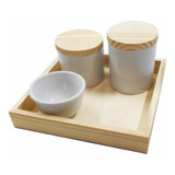 Kit Higiene Bebê Porcelana Bandeja Potes Molhadeira Promoção