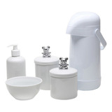 Kit Higiene Bebe Porcelana Garrafa Térmica Coroa Dourada Cor Ursinho Prata