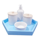 Kit Higiene Bebê Porcelana Maternidade Menino Saboneteira