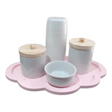 Kit Higiene Bebê Porcelana Menina Garrafa Térmica Bandeja