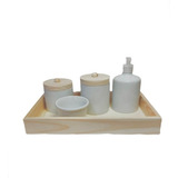 Kit Higiene Bebê Porcelana Menino Menina Potes Molhadeira 