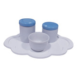 Kit Higiene Bebê Porcelana Potes Com Tampa Bandeja Menino