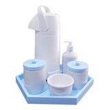 Kit Higiene Bebê Porcelana Potes Garrafa Pressão Maternidade