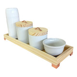 Kit Higiene Bebê Porcelana Potes Garrafa Térmica Molhadeira 