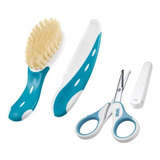 Kit Higiene Do Bebê: Pente E Escova Azul + Tesourinha Nuk