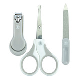 Kit Higiene Manicure Infantil Bebê 3 Peças Unha Pimpolho Cor Cinza