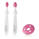 Kit Higiene Oral 3 Estágios Bebe Com Massageador De Gengiva Cor Rosa