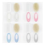 Kit Higiene Pente E Escova Para Bebê Cerdas Naturais Cor Branco