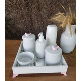 Kit Higiene Porcelana Apliques Rosa Vários Temas Térmica _