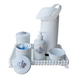 Kit Higiene Porcelana Bebê Bandeja Pérola Térmica Coroa