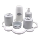 Kit Higiene Porcelana Nuvem Diversas Cores Garrafa 6pçs