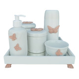 Kit Higiene Porcelanas Bebê Borboletas Rose