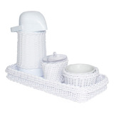 Kit Higiene Retangular Vime Branco Completo Bebê Porcelana