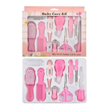Kit Higiene Rosa 10 Pçs Bebê Escova Pente Termômetro Tesoura