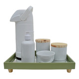 Kit Higiene Safari Porcelana Bebê Moderno Bandeja Pinus Off
