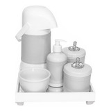 Kit Higiene Térmica Porcelanas Ursinho Prata Prateado Bebê Cor Provençal