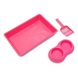 Kit Higienico Gato Caixa De Areia Com Pá E Comedouro Duplo