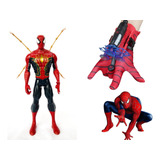 Kit Homem Aranha Com Garra Boneco 30 Cm + Luva Lança Disco