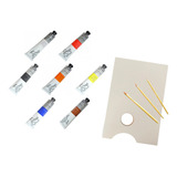 Kit Huile Dart Pébéo Tinta A Óleo 80ml - 7 Cores + Gode Mdf
