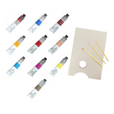 Kit Huile Dart Pébéo Tinta Óleo 80ml - 10 Cores + Gode Mdf