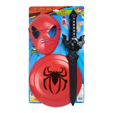 Kit Hulk Homem Aranha Capitao America Espada Escudo Mascara