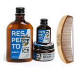 Kit Ice - Barba De Respeito + Pente De Madeira - Netbarbas