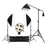 Kit Iluminação Bivolt 3 Softbox 50x70 Girafa Tripés C/ Nf